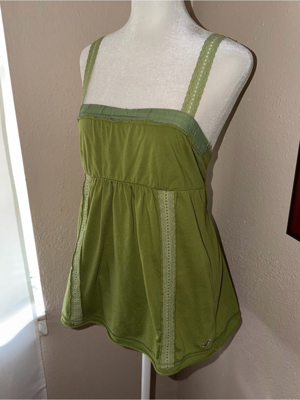 Vintage Y2K Hollister 2000s Lace Trim Babydoll Tank Top - Picture 2 of 12